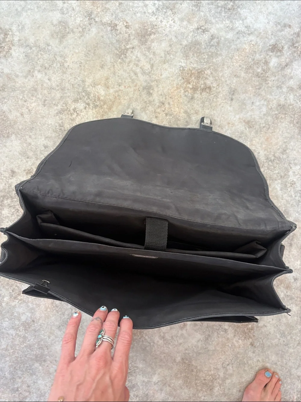 Wilsons Leather Black Leather Briefcase with Silver Hardware